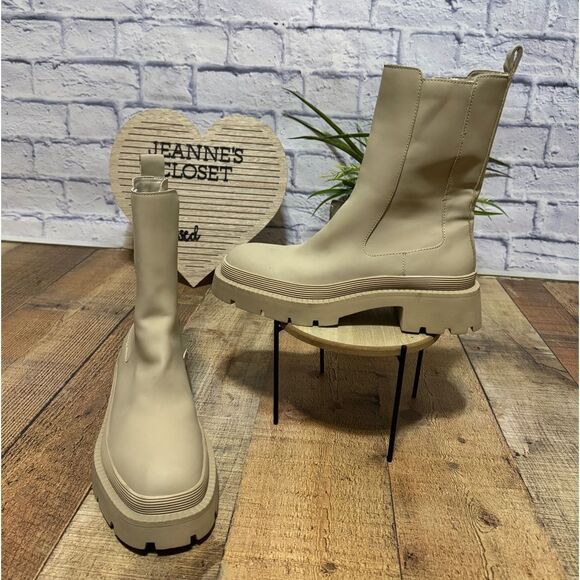 Zara Lug soles beige Boots size 38 - Picture 1 of 13